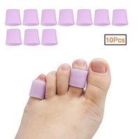 5 Pairs Toe Protectors, Toe Sleeves Silicone Small Gel Corn Protectors for Runners,Blisters,Shoes,Heels,Sandal Purple Pinky Toe Pain Relie