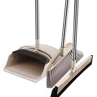 Broom And Dustpan Set Outdoor Or Indoor Broom With Dust Pan 3 Foot Mop Angle Heavy Push Broom For Kids Garden Pet Dog Hair Wood Floors Sweeping Kitchen House