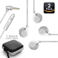 2 X EMUCell PREMIUM Wired Earbuds for any 3.5mm device. Noise Cancelling Earbuds for Work, Gym, Home, or Anywhere! High Copper Wiring for Optimal Sound Quality. (w1)