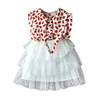 YESOT Party Dresses for Kids Princess Leopard Tops Tulle Tutu Party Tiered Skirt Clothes Set (5-6 Years, Red)