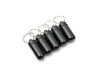 3Pcs 49 17mm Pill Box Keyring-Waterproof Aluminum Travel Pill Holder Keychain Portable Mini Pill Box Case Bottle Container Black Color