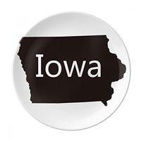 Iowa America USA Map Silhouette Dessert Plate Decorative Porcelain 8 inch Dinner Home