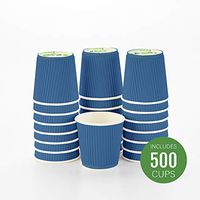 Disposable Paper Hot Cups - 500ct - Hot Beverage Cups, Paper Tea Cup - 4 oz - Midnight Blue - Ripple Wall, No Need For Sleeves - Insulated - Wholesale - Takeout Coffee Cup - Restaurantware