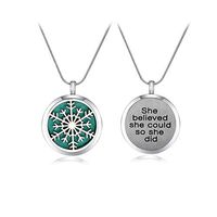 Azneck Snowflake Essential Oil Diffuser Necklace for Women Aromatherapy Pendant Locket Jewelry She Believed she Could so she did (005)