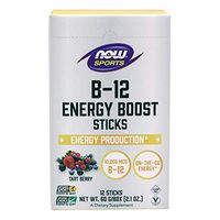 NOW Sports Nutrition, B-12 Energy Boost Sticks, 10,000 mcg, On-The-Go-Energy*, Energy Production*, 12-Sticks