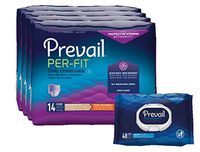 Prevail Per-Fit Disposable Incontinence Underwear for Women, Moderate Absorbency, X-Large, Waist Size 58" - 68", 56 Count - Plus 1 Pack of 48 Prevail Wipes