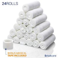 Briutcare Top Quality Gauze Rolls | 24 Units Pack | 4 Inch x 4 Yards | FDA Approved Gauze Wrap | for First Aid Kit or Medical Supplies | 100% Cotton Rolled Gauze | Medical Tape Gift!