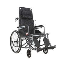 HSRG Recliner Folding Wheelchair, Manual Wheelchair with Detachable Padded Flip Back and Elevating Legrest for Elderly, Disabled