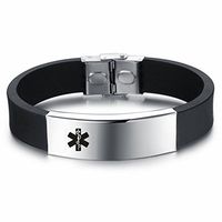 LiFashion LF Mens Stainless Steel Silicone Medical Alert Wristband Sos ICE Personalized Customized Medical ID Bracelet Awareness Emergency for Husband Son Boyfriend Grandpa Dad,Engraving Customised