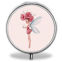 IMLONE Pill Organizer, Customized Flower Fairy Pill Boxes with 3 Components and Mirror for Travelling and Daily Needs