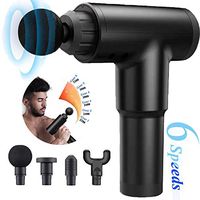Massage Gun,Handheld Deep Tissue Percussion Muscle Massager for Sore Muscle and Stiffness,Portable Quiet Brushless Motor,Includes 4 Massage Heads (Black)