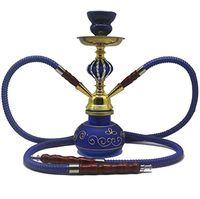 Hookah Set, Arab Hookah Set 2 Hose Removable Hookah Set Easy to Clean and Store Family Party Outdoor Cafe,Blue