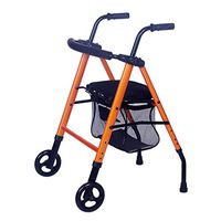 Elderly walker Walker Folding Lightweight Aluminium Walking Frame Wheeled Walker Walker Frame with Wheels FANJIANI (Color : Orange, Size : Two Rounds)