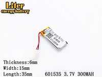 3.7V 300mAh 601535 Lithium Polymer Ion Rechargeable Battery Lithium Polymer Li-Po Battery for MP4 GPS MP3 Bluetooth Stereo DIY Gift