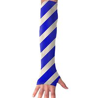 QG ZZX American Blue and White Stripes Unisex Compression Arm Sleeves UV Protection Performance Arm Sleeve - for Outdoor Sports Baseball,Basketball,Football (1 Pair)