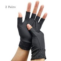 ZZYYZZ Copper Compression Arthritis Gloves, Half Finger Magnetic Therapy Gloves for Arthritis Pain Relief (2 Pairs),Black