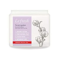 Lefresh Certified Organic Cotton Sanitary Pads for Women - Lefresh Extra High Absorbency Overnight Menstrual Pads with Wings 13 inch (34 cm), 8pcs, 2 Packs, Count 16
