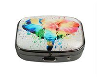 XUTAI Custom Personalized Square Stainless Steel Gun Silver Glass Travel Pill Case Vitamin Decoration Box (Elephant Splash)