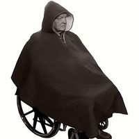Warm Winter Wheelchair Poncho with Sherpa-Like Lining-Unisex (Black)