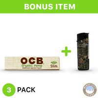 OCB Rolling Papers - Organic Hemp Slim (3) with LED Lighter