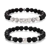 Softones 12 Constellations Lava Rock Aromatherapy Anxiety Essential Oil Diffuser Bracelet for Men Women，Friendship Couple Distance Beads Bracelet Set Gifts