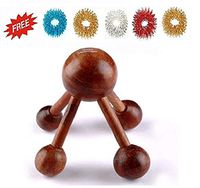 Accupressure High Quality Wooden Back/Neck/Head/Body Massager for Body Stress Acupressure Massager 1Pc + Sujok Ring 5Pc (Multicolour)