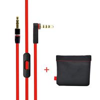 Original Replacement Cable/Wire For Beats By Dre Headphones Solo/Studio/Pro/Detox/Wireless-Red (Discontinued by Manufacturer)+Original OEM Replacement Leather Pouch/Leather Bag for Dr. Dre Monster Bea