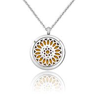 CoolJewelry Essential Oil Diffuser Necklace Aromatherapy Infinity Flower Locket Magnetic Pendant Stainless Steel Perfume Necklaces Jewelry
