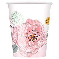 Painted Pink Floral Party Cups, 8 Ct.