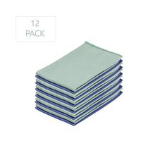 Microfiber Glass and Mirror Cleaning Cloths 2 Cloths (6 Pack) 14x16inch Large Blue/Green Towels - Window, Windshield, PC & TV Screens, Tablets, Dishes, Camera Lenses - no Lint or Streak, no Detergen