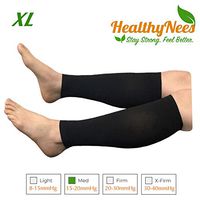 HealthyNees Shin 15-20 mmHg Med Compression Fatigue Support Extra Wide Calf Plus Tall Leg Big Calves Sleeve (Black, XL)