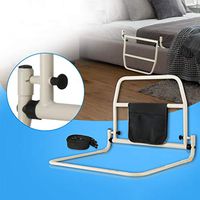 Bedside Handrail Bed Railing Assist Rail/Handle Home Old Man Armrest Support Bar Handle Foldable for Elderly Adults （with Storage Pocket ）