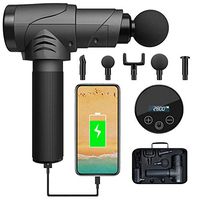 Deep Tissue Percussion Massage Gun with A USB Output Port(5V, 2A), Handheld Electric Body Massager with 231 Adjustable Speeds, 5 Heads, Quiet & Comfortable Muscle Soreness Relieves