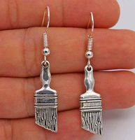 1set 925 Silver Plated Hook -1.8 Retro Paint Brush Lady Cocktail Earrings Gifts Best Good Jewerly Accessories Stylish Womens Bright Pendant Prom Bangle