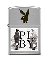 Zippo Playboy Bunnies Pocket Lighter, Brushed Chrome