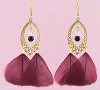 1set vogue light Feather bead golden oval chain dangle chandelier earrings New Accessory Jewerly Fine Accessories Women Fashion Design Cheap Bright Designer