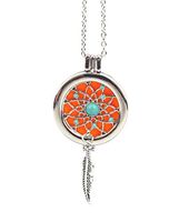 Glazed Black Cherry Stunning - Boho - Essential Oil Diffuser Dream Catcher Necklace - Feather Accent - Chakra - EO - dreamoil