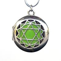 Earth Solutions Chakra Necklace Heart Chakra - Sterling Silver Essential Oils Jewelry with Enamel. Aromatherapy Necklace. Also Used as a Photo Locket