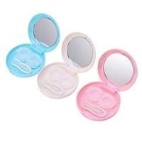 Healifty Contacts Lens Case with Mirror Tweezers Insertion and Remover Tool for Travel Storage 3pcs (Random Color)