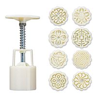 AGAWA Moon Cake Mold with 6 Stamps Mid-Autumn Festival Hand Press Cookie Stamps Pastry Tool,As Shown