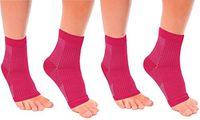 MojaSports Ankle Compression Sleeves Plantar Fasciitis Foot Socks Arch Support (Pink/White, Large/X-Large)