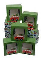 Christmas Cookie gift boxes, fold-able with holiday designs, set of 12 boxes (Tree on the Car)