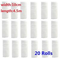 EatingBiting（R）20 Rolls 4 inch x 4.92 Yards Rolled Gauze Stretch Bandage/Medical Grade Sterile First Aid Wound Care Cotton Ply/Stretched Gauze Bandage Rolls with Medical Tape