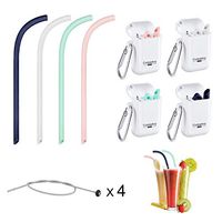 Reusable Straws, Cuteadoy Collapsible Straws Reusable Silicone Straws with Cleaning Brush, Food-grade Silicone, BPA Free for Travel, Home, Office Or Gift(4pcs)