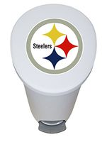 The Furniture Cove New 2.6 Gallon White Plastic Step Trash Can Waste Basket Featuring the Choice of Your Favorite Football Team Logo - FREE Trash Liner Included (Steelers White Outline)
