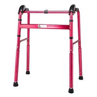 CW&T WW Elderly Walker Aluminum Alloy Collapsible Height Adjustable Rehabilitation Assistance Medical Instruments Four-Foot Crutches, Pink