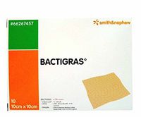 Smith & Nephew, Bactigras, Size 10x10 cm/Unit (10 Unit in 1 Box,Individually Wrapped Sterile Dressings Sealed Separately)