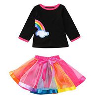 Kids Girls Rainbow Tutu Skirts Set YESOT Toddler Baby Rainbow Tops Long Sleeve Casual Clothes Set (2-3 Years)