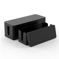 Cord Organizer Box - Cable Box Organizer - Power Strip Cable Management Box - Cord Hider Box for Hiding Surge Protector Cover - Set of 2, Black