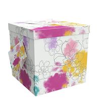 EndlessArtUS Gift Box 9x9x9 Carmen Pop up in Seconds Comes with Decorative Ribbon Mounted on The lid A Gift Tag and Tissue Paper - No Glue or Tape Required